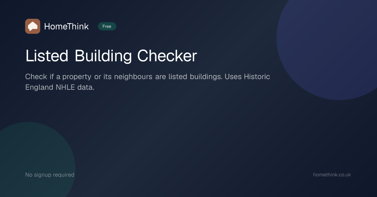 Listed Building Checker — Check Any UK Postcode | HomeThink | HomeThink