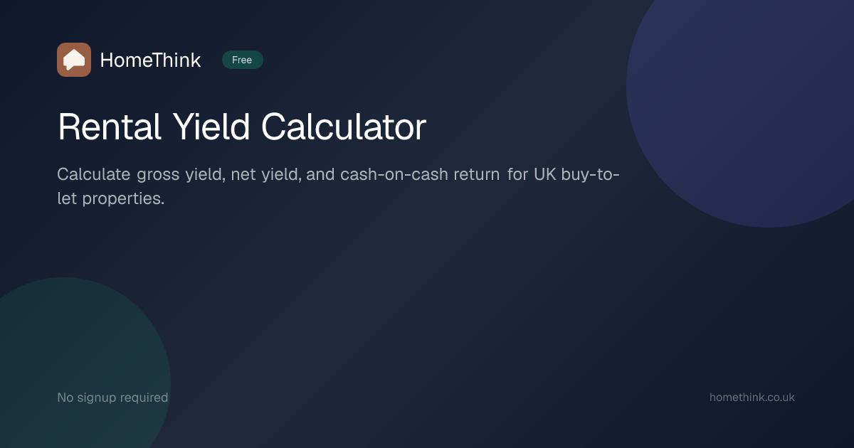 Rental Yield Calculator — Gross, Net & Cash-on-Cash | HomeThink